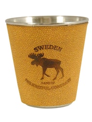 Shot glass moose, metal and leather