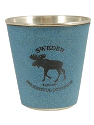 Moose shot glass, metal and leather