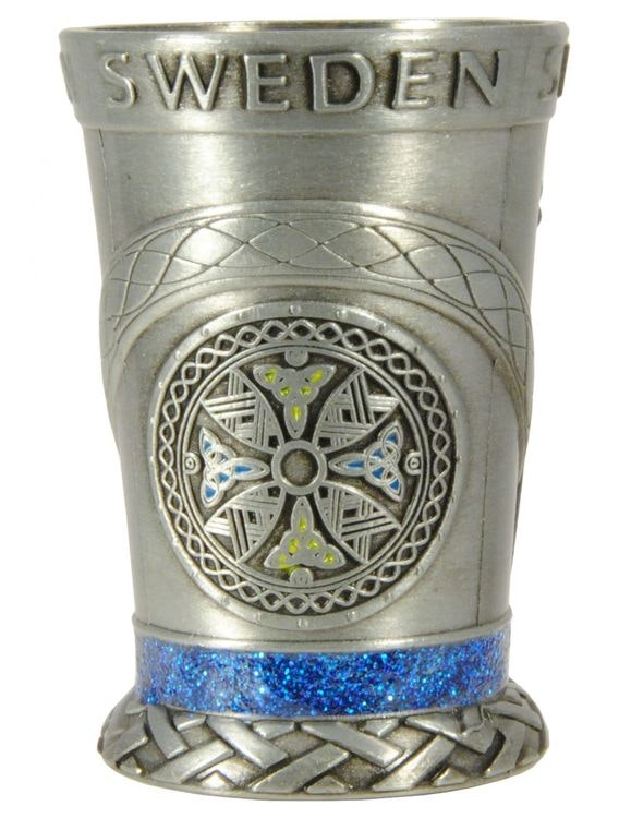 Shotsglas metall viking, keltisksköld, vikingaskepp