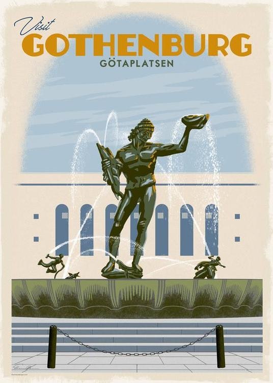 Postkarte: Götaplatsen Göteborg, (3 Varianten)
