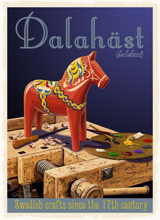 Postcard:  Dalahäst, 13x18cm