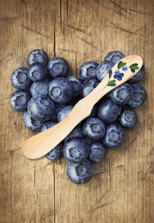 Butter knife Hand painted - Blueberry, Laser engraved, 17 cm
