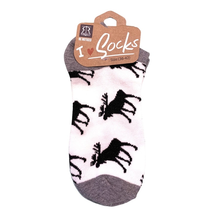 Ankle socks, moose, white / gray