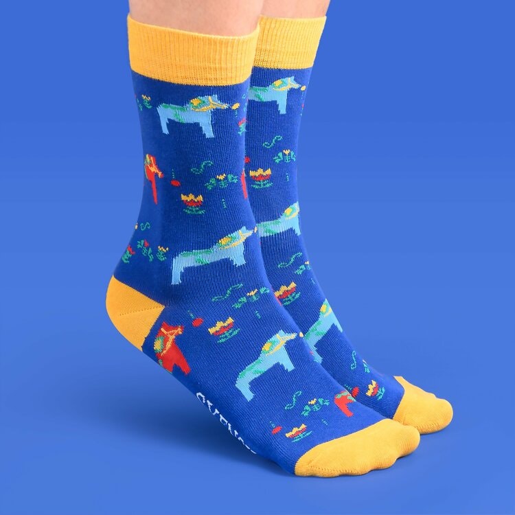 Socken: Dala Pferd blau Unisex