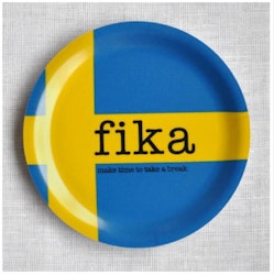 Coaster edge, Coffee and Swedish flag, Ø 10 cm