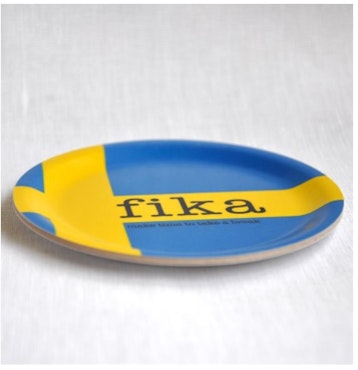 Coaster edge, Coffee and Swedish flag, Ø 10 cm