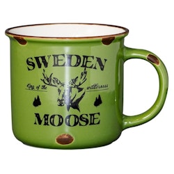 Mugg Stengods Sweden Moose, grön