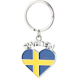 Nyckelring Sweden hjärta, 7 x 3.5 cm