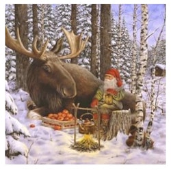 Santa and moose lunch napkin