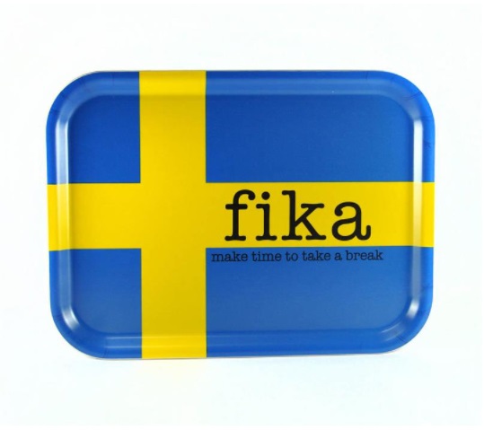 Bricka FIKA, svensk flagga, 20x27cm