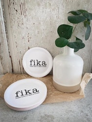 Coaster edge, Make time Fika, white, 10 cm