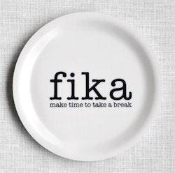 Coaster edge, Make time Fika, white, 10 cm