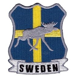 Broderat märke Sweden Flagga Älg (65x55mm)