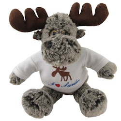 Stuffed animals: Moose with sweater I Love Sweden