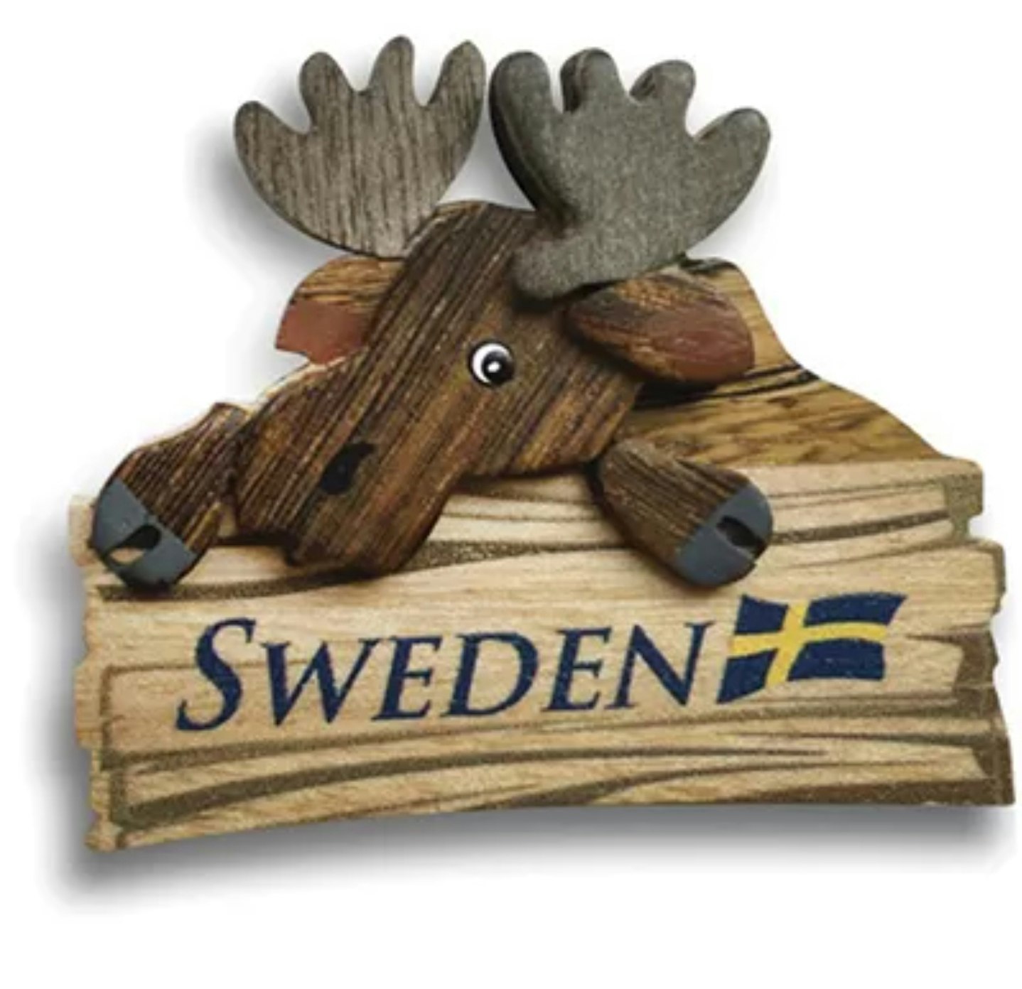 Magnet: Moose, wooden sign, 5x4 cm