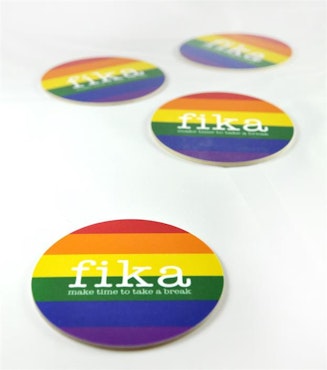 Coaster, Fika, the rainbow / Pride, 9cm
