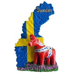 Magnet Sweden Map Dala Horse