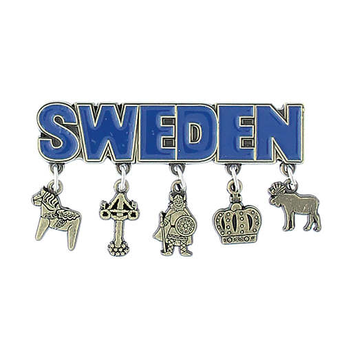 Magnet Sweden med fem hängen