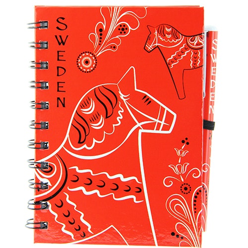 Notebook With Pen, Dala horse motif