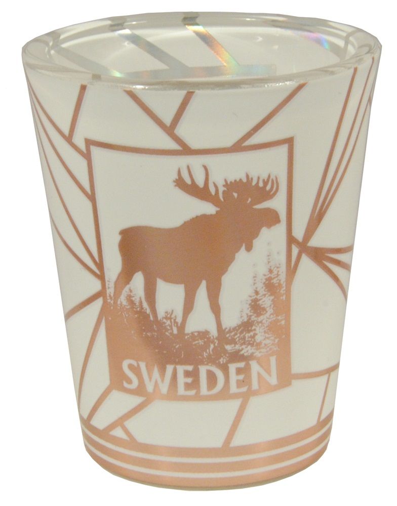 Shot glass Sweden Moose white, copper