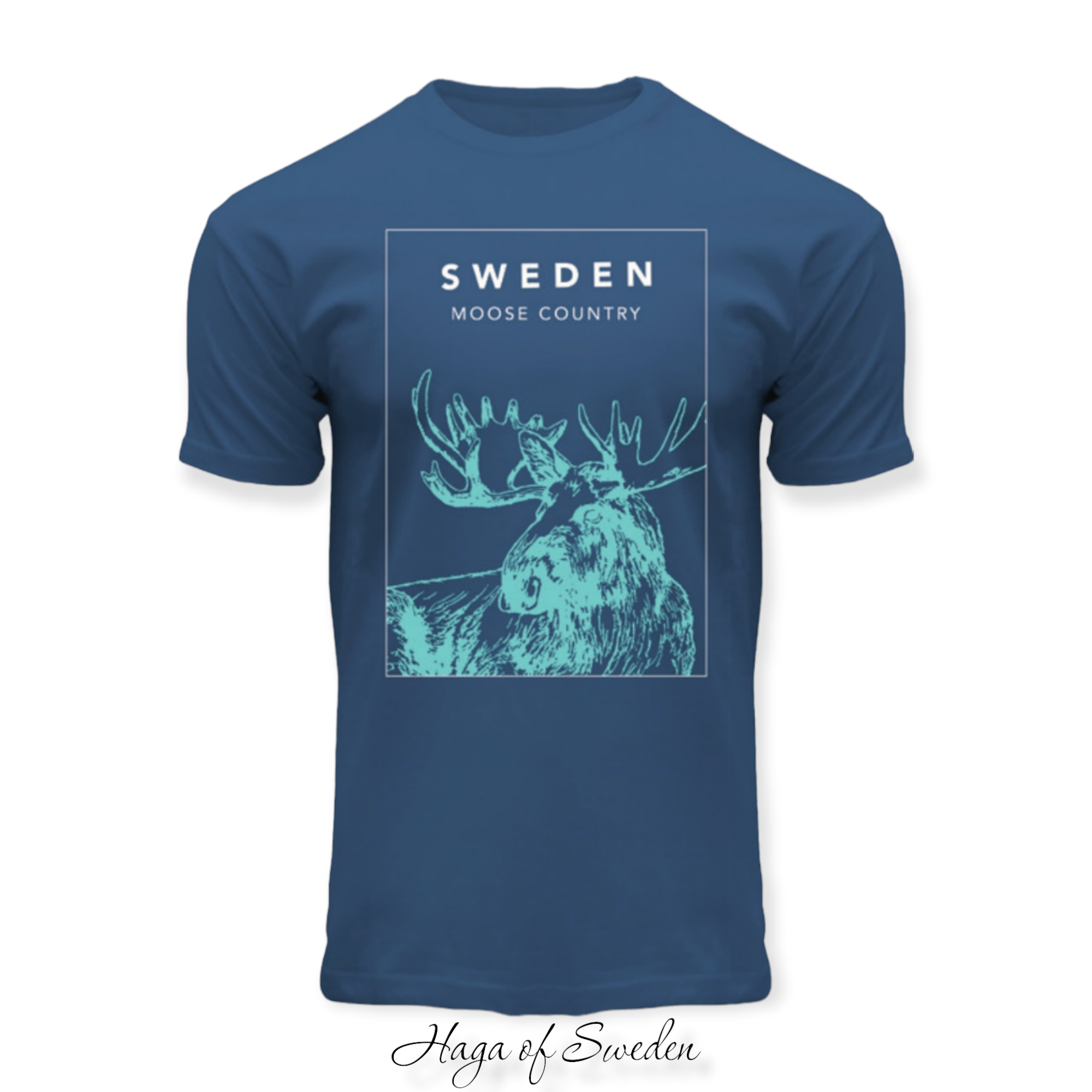 T-Shirt, Square Moose Mid Blue