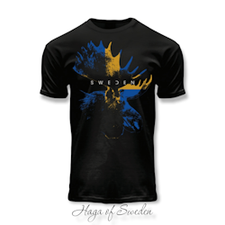 T-Shirt Moose Flag Sweden Black