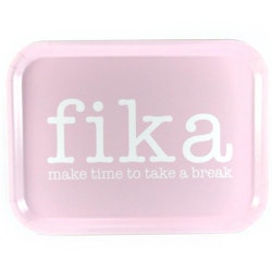 Bricka make time FIKA rosa / vit