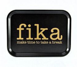 Tray Make time FIKA, black / gold text