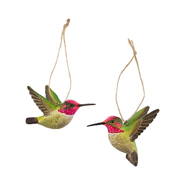 Hand-carved Anna&#39;s Hummingbird in wood