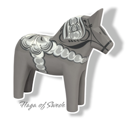 Original Dala Horse Grey (weiß &amp; schwarz)