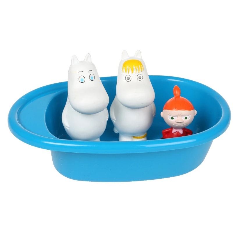 Badleksaker / badkar med 3 Moomin figurer