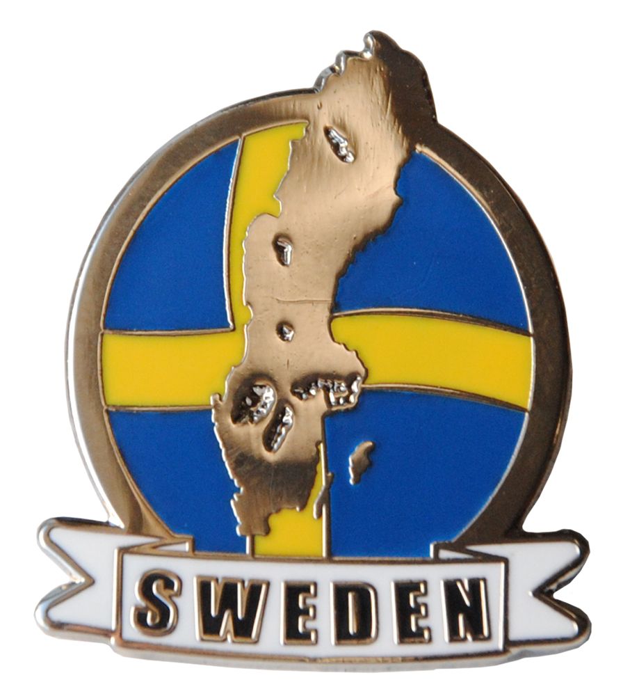 Pin i emalj, Sverigekarta och flagga
