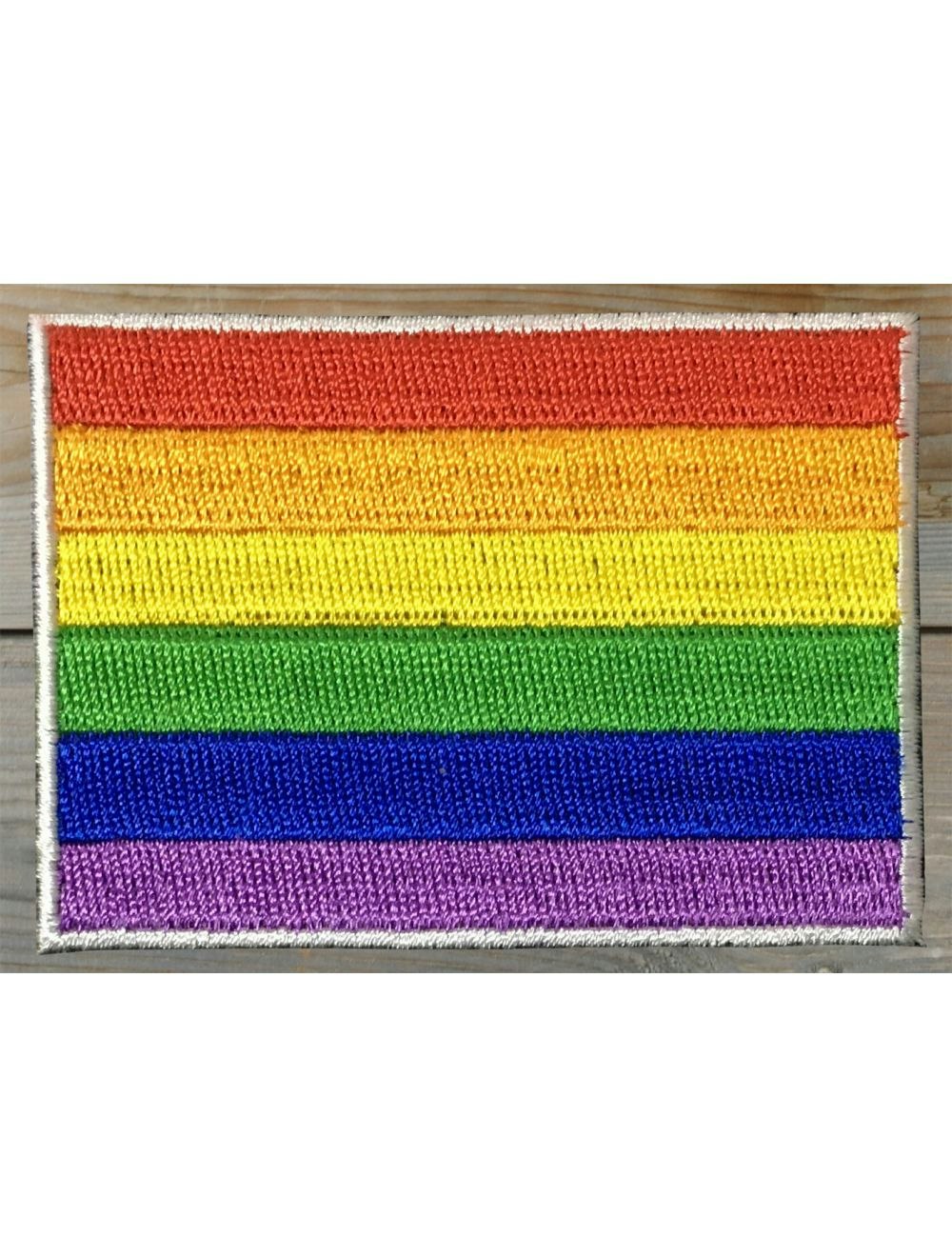 Broderat tygmärke Prideflagga 5 x 7 cm