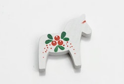 Hand painted magnet Dala horse, Lingon