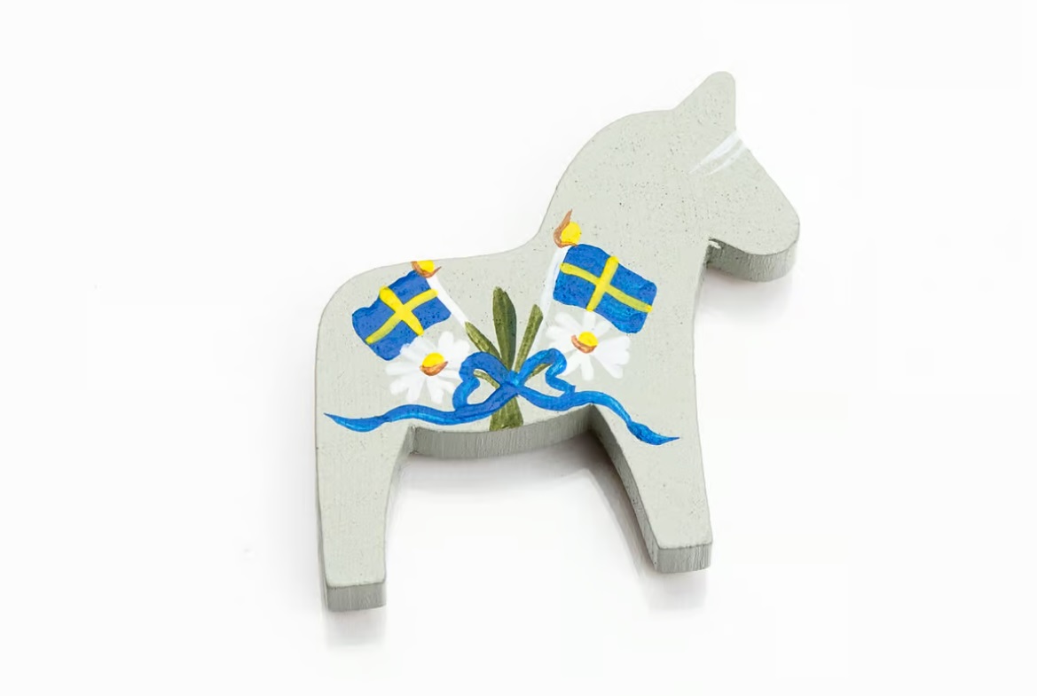 Handmålade magnet dalahäst, nya Sverige