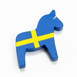 Handmålade magnet dalahäst, Sverigeflagga