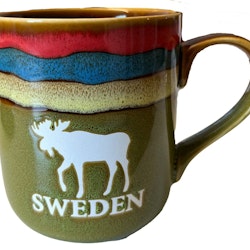 Mugg Stengods Sverige Älg, 4 färger