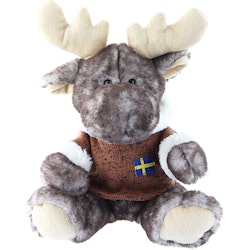 Soft toy, moose with Sweden sweater, 21cm