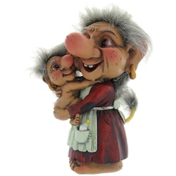 Figur, trollmor med baby, 6cm