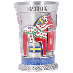 Shotglas metall, dalahäst / älg / Sweden