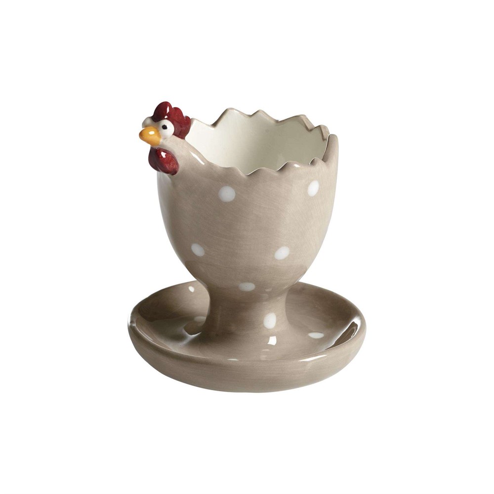 Hand painted egg cup Hen White, H.9cm