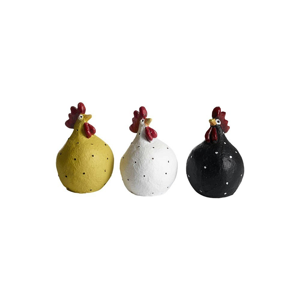 Hand painted chubby hen, white, 5.2cm