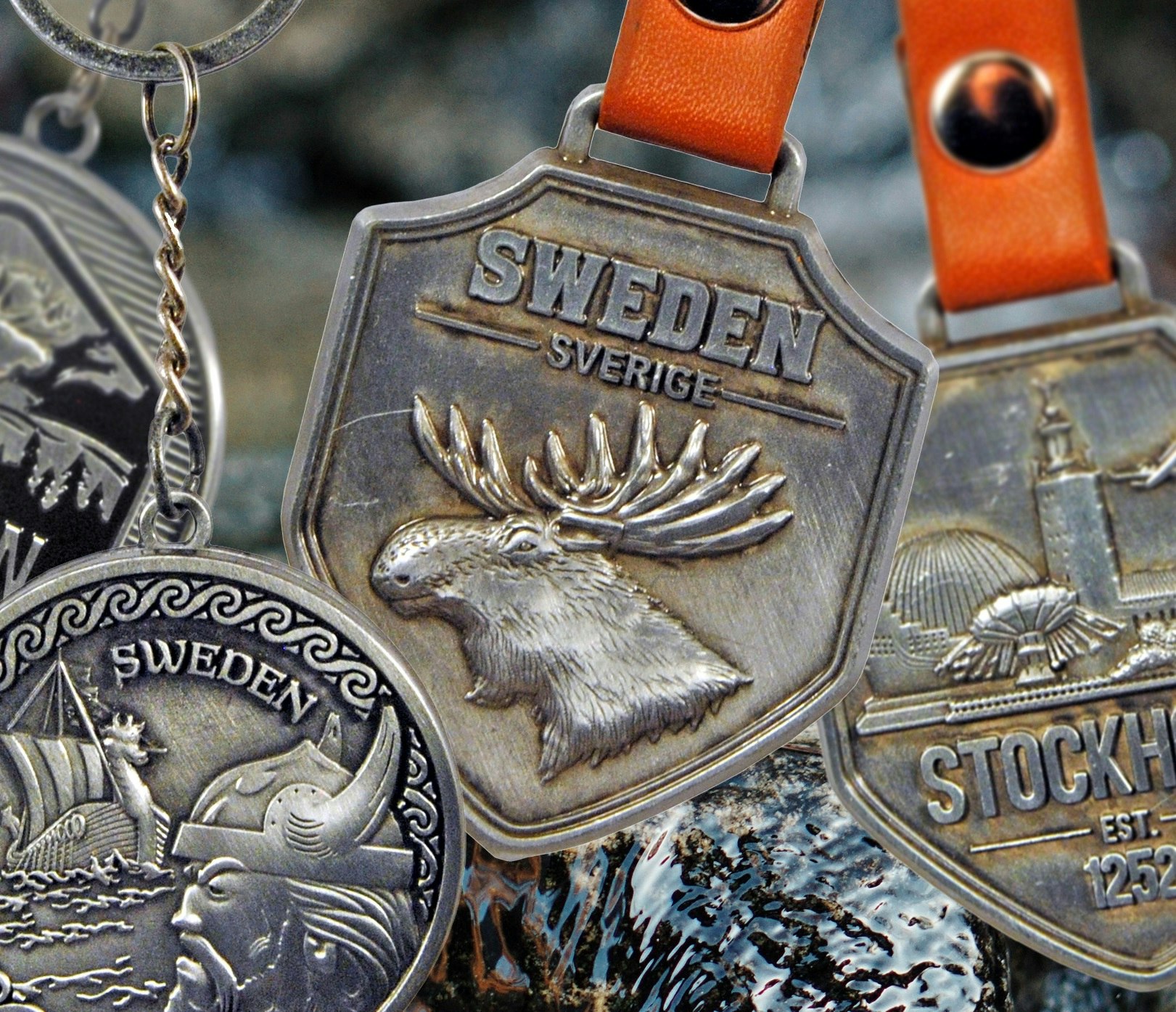 Nyckelring Sköld Sverige Älg