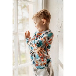 Sweater Moomin & mushrooms, gray melange
