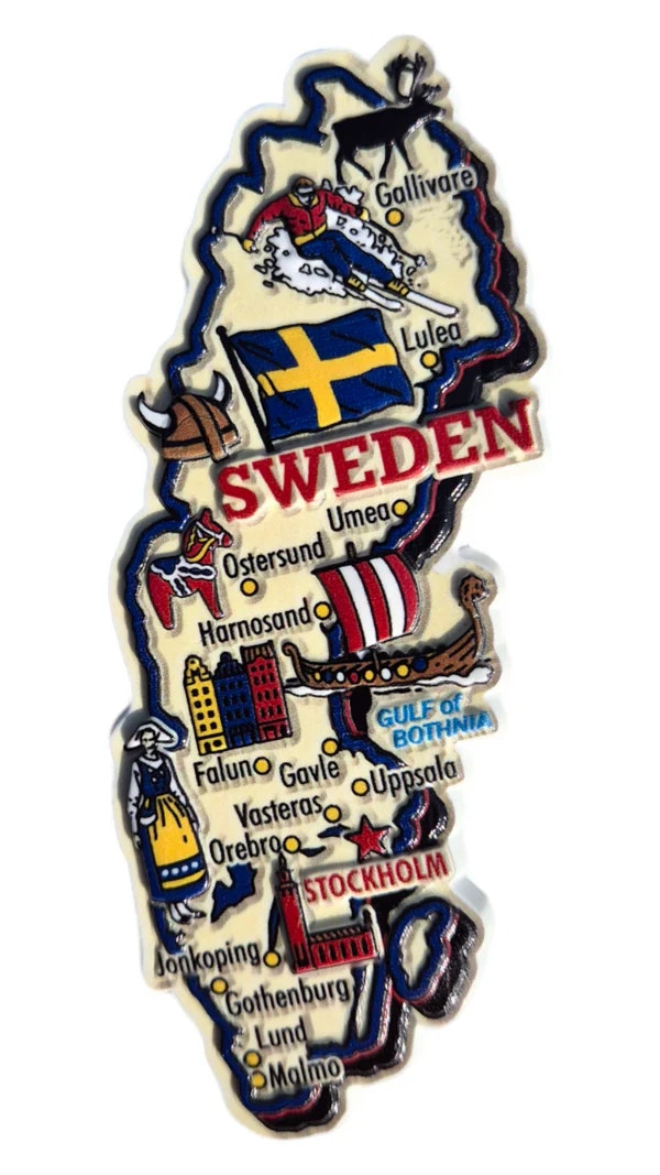 Sverige karta 3D magnet