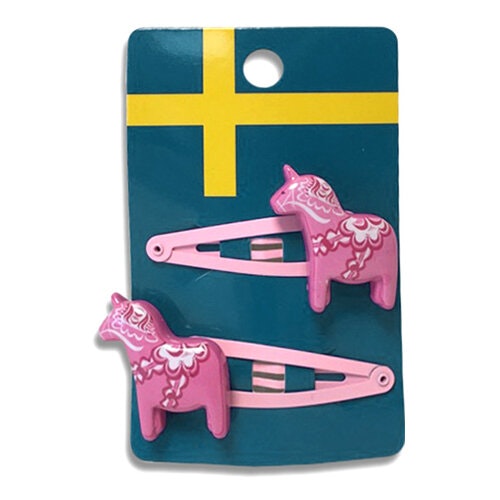 Hårspänne dalahäst rosa