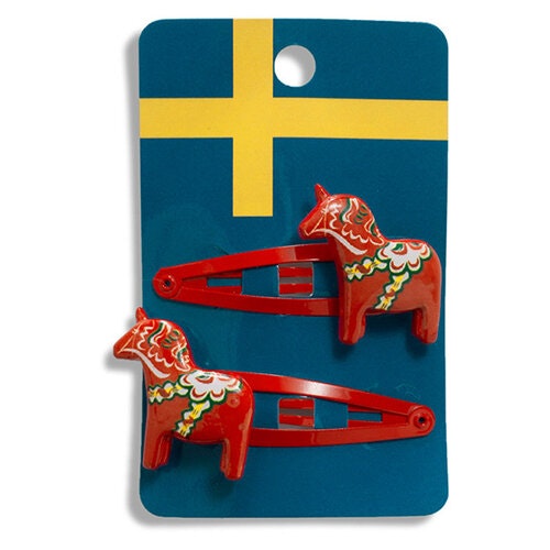 Hårspänne dalahäst röd