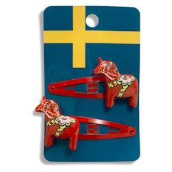 Hårspänne dalahäst röd