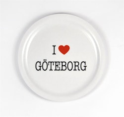 Glasunderlägg kant, I love Göteborg, vit