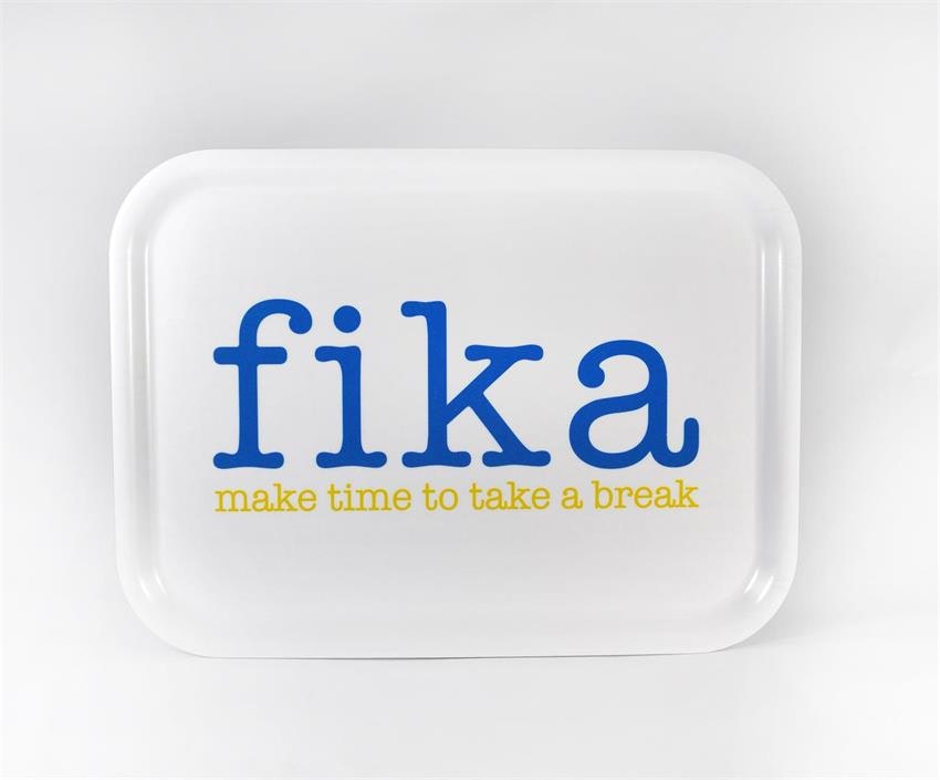 Bricka Make time Fika, vit, 20x27cm